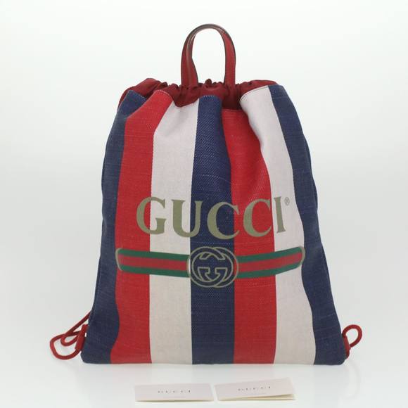 GUCCI Web Sherry Line Backpack Canvas Tricolor Red Blue Green 473872 Auth am3970 - Picture 12 of 16